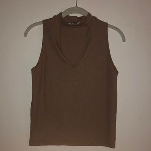 Zara tan high neck sleeveless top